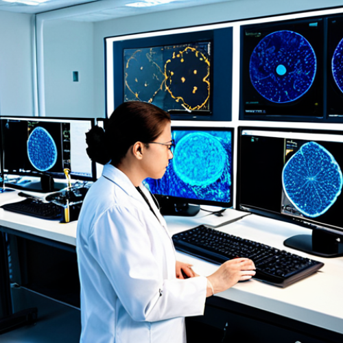 Home 25 A diverse group of professional marine scientists, both male and female, in clean lab coats and modest attire, intently working in a state-of-the-art laboratory. They are surrounded by advanced scientific equipment like microscopes, DNA sequencing machines, and biosensor devices, with data visualizations on large screens in the background. The lab is brightly lit and futuristic, emphasizing precision and innovation. Perfect anatomy, correct proportions, natural poses, well-formed hands, proper finger count. safe for work, appropriate content, fully clothed, professional photography, high quality, family-friendly.