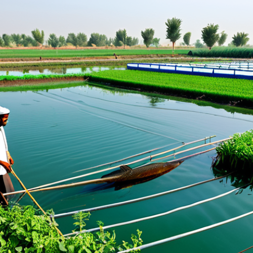 Home 24 **
"A family-friendly scene depicting a modern fish farm in Pakistan. Focus on healthy, thriving fish in clean tanks. Show workers in appropriate attire tending to the fish. Background includes lush green fields and a clear sky. Safe for work, fully clothed, appropriate content, professional aquaculture, perfect anatomy (for the fish!), natural proportions. High quality, detailed, realistic."
**