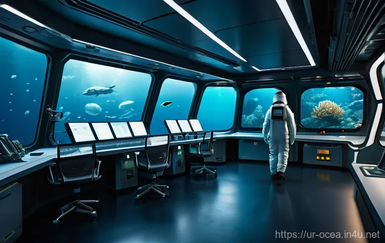 심해 미생물과 생태적 기능 - **"An intricate and magnified view of microscopic deep-sea life thriving around a futuristic, sleek ... 심해 미생물과 생태적 기능 - **"An intricate and magnified view of microscopic deep-sea life thriving around a futuristic, sleek ...