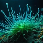 해양 바이러스 연구 - **Prompt:** A breathtaking, high-definition microscopic view revealing the vibrant, complex ecosyste...