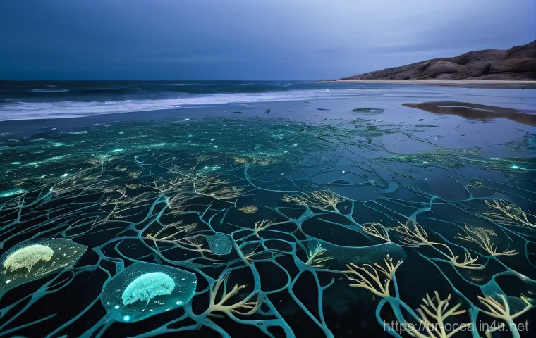 해양 바이러스 연구 - **Prompt:** An artistic, semi-abstract visualization of the "viral shunt" process in the deep ocean.... 해양 바이러스 연구 - **Prompt:** An artistic, semi-abstract visualization of the "viral shunt" process in the deep ocean....