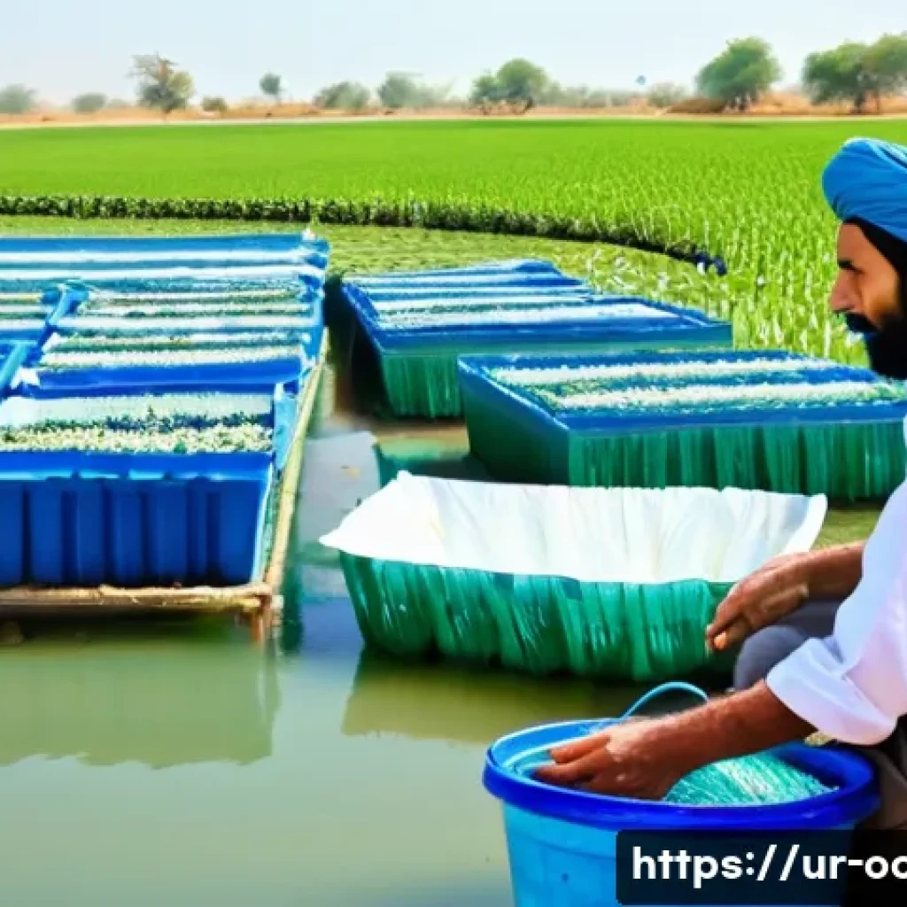 수산양식과 유전적 개량 - **Prompt 1: The Evolution of Aquatic Food Production in Pakistan**
"A compelling split image ill...