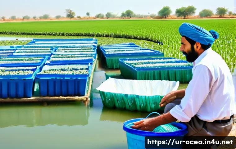 수산양식과 유전적 개량 - **Prompt 1: The Evolution of Aquatic Food Production in Pakistan**
"A compelling split image ill...