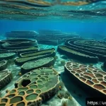 Home 20 바이오리메디에이션과 해양 환경 - A detailed underwater scene showing diverse marine microorganisms such as Pseudomonas and Bacteroide...